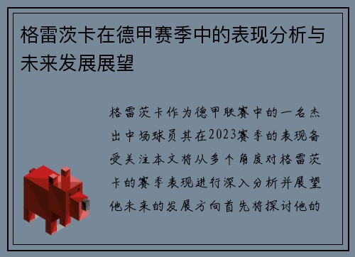 格雷茨卡在德甲赛季中的表现分析与未来发展展望